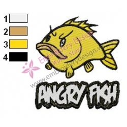 Angry Fish Embroidery Design